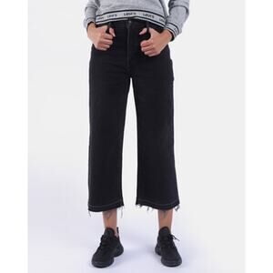 Levi's Mile High Wide Leg jeans frayed hem crop Black 29